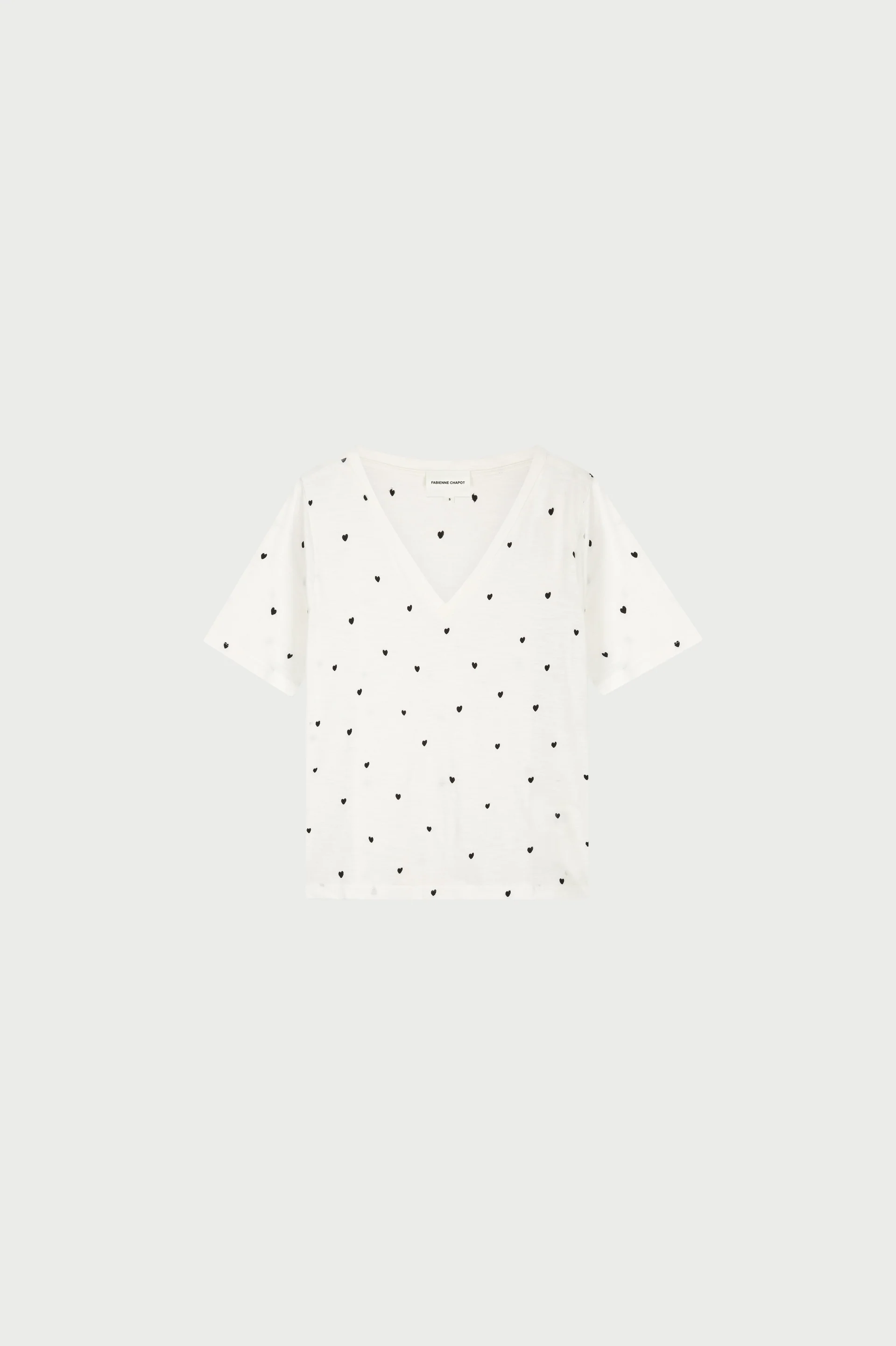 Phil V-Neck T-shirt | Cosy White/Black - Image 4